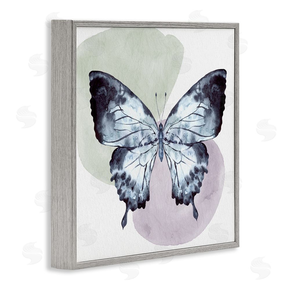 Kim Allen Butterfly with Subtle Shapes Gray Framed Glicee Wall Art Print