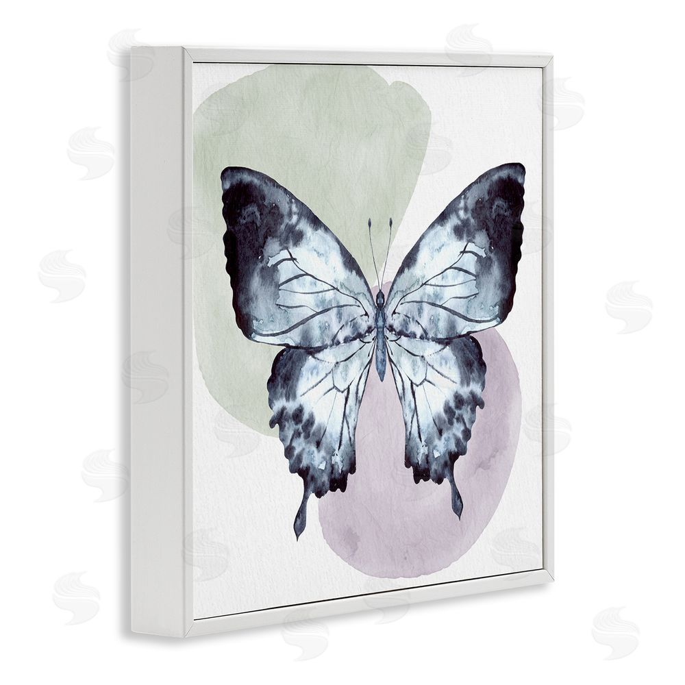 Kim Allen Butterfly with Subtle Shapes White Framed Glicee Wall Art Print