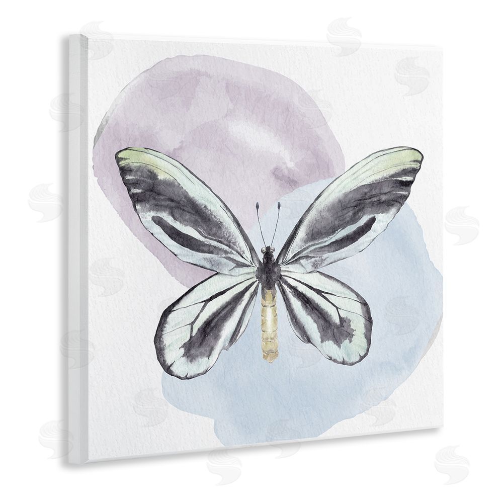 Kim Allen Butterfly with Pastel Shapes Wooden Wall Plaque Art Print