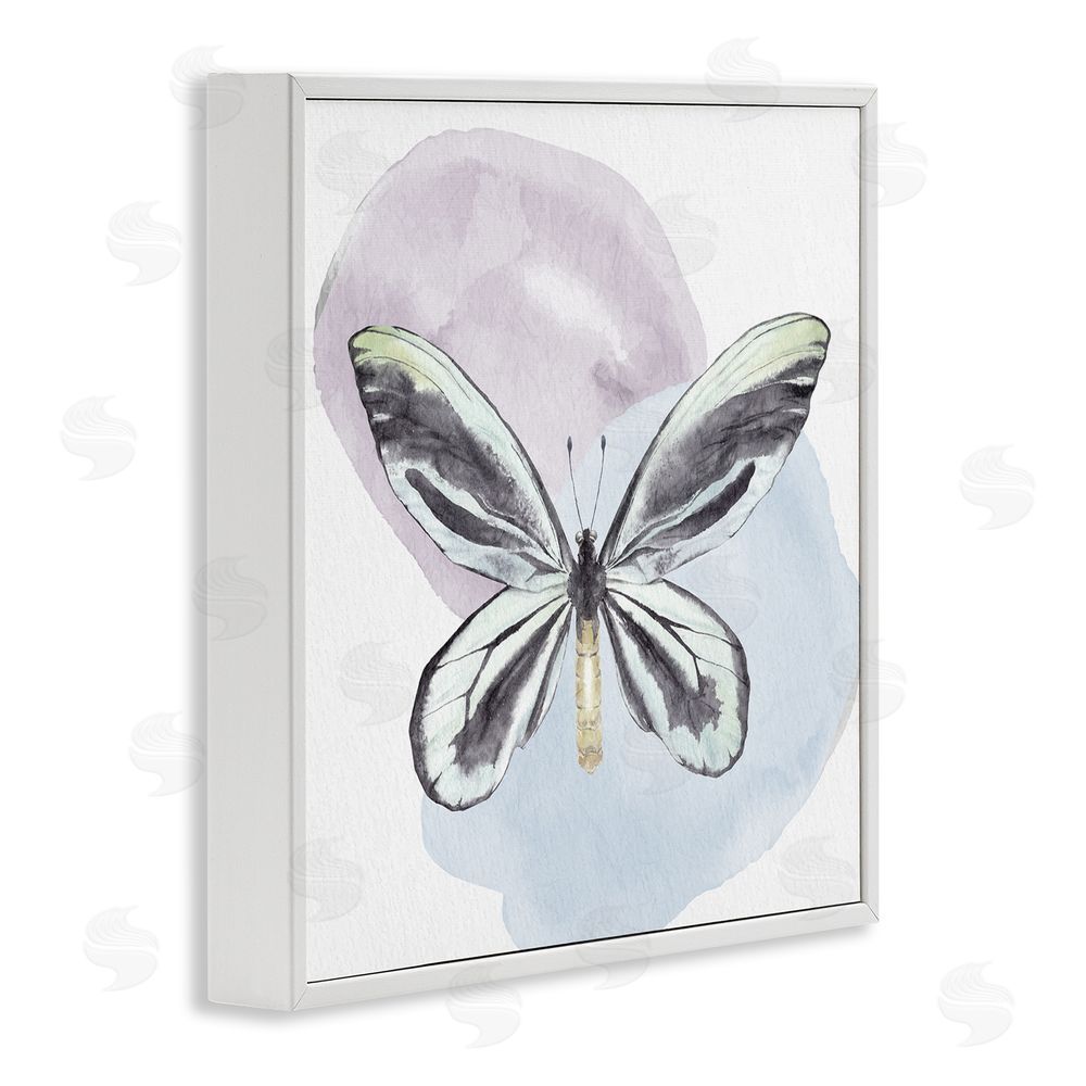 Kim Allen Butterfly with Pastel Shapes White Framed Glicee Wall Art Print