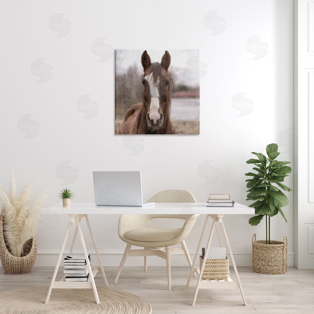 Kim Allen Brown Horse Portrait Canvas Wall Art in Room