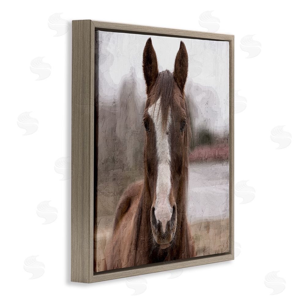 Kim Allen Brown Horse Portrait Brown Floating Frame Canvas Wall Art Print