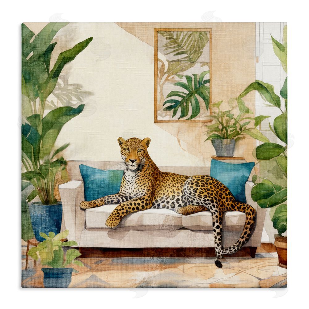 Kim Allen Cheetah & Tropical Indoors Stretched Canvas Wall Art Print
