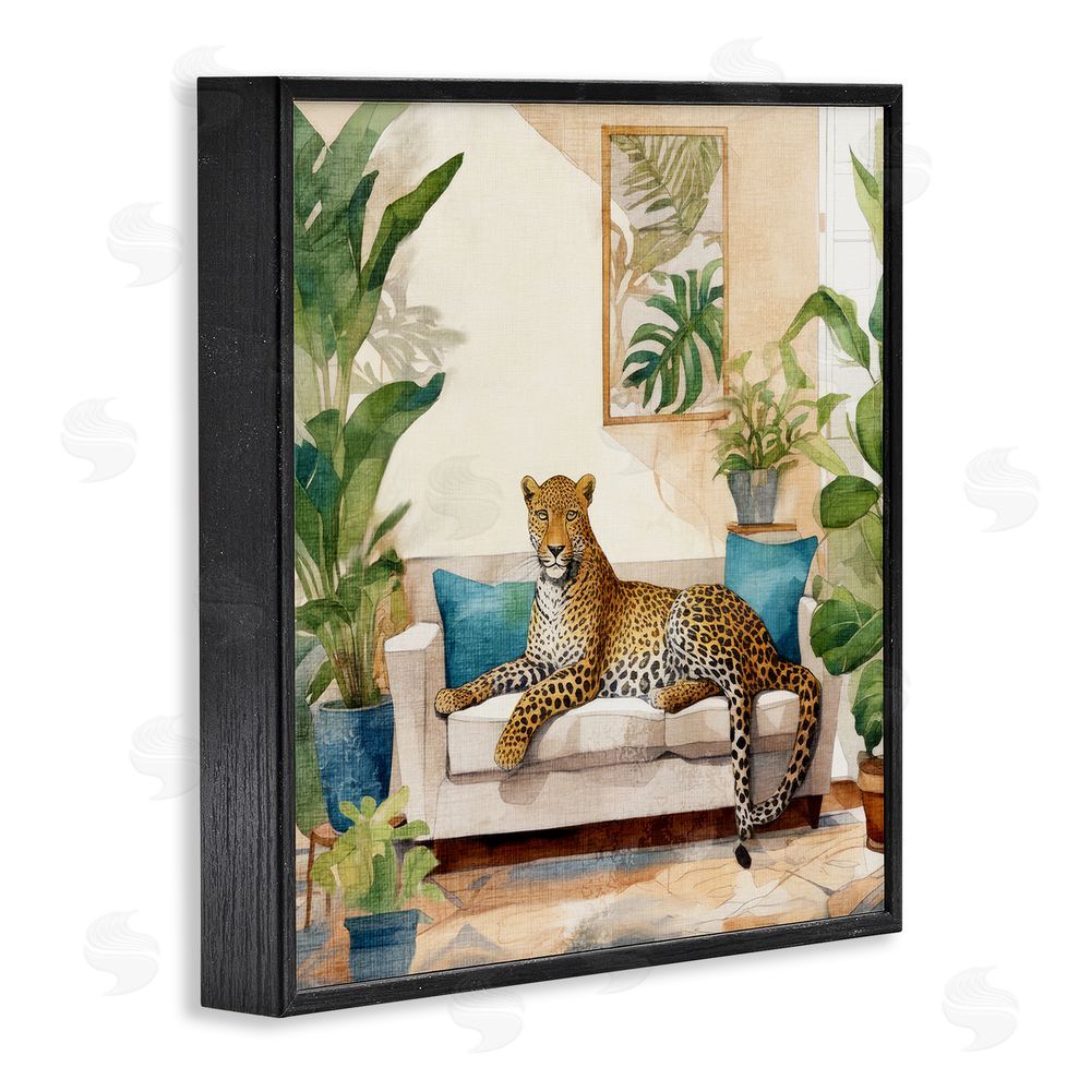 Kim Allen Cheetah & Tropical Indoors Black Framed Glicee Wall Art Print