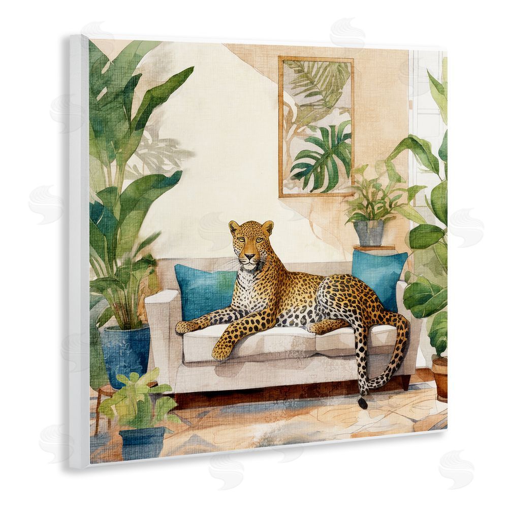 Kim Allen Cheetah & Tropical Indoors Wooden Wall Plaque Art Print