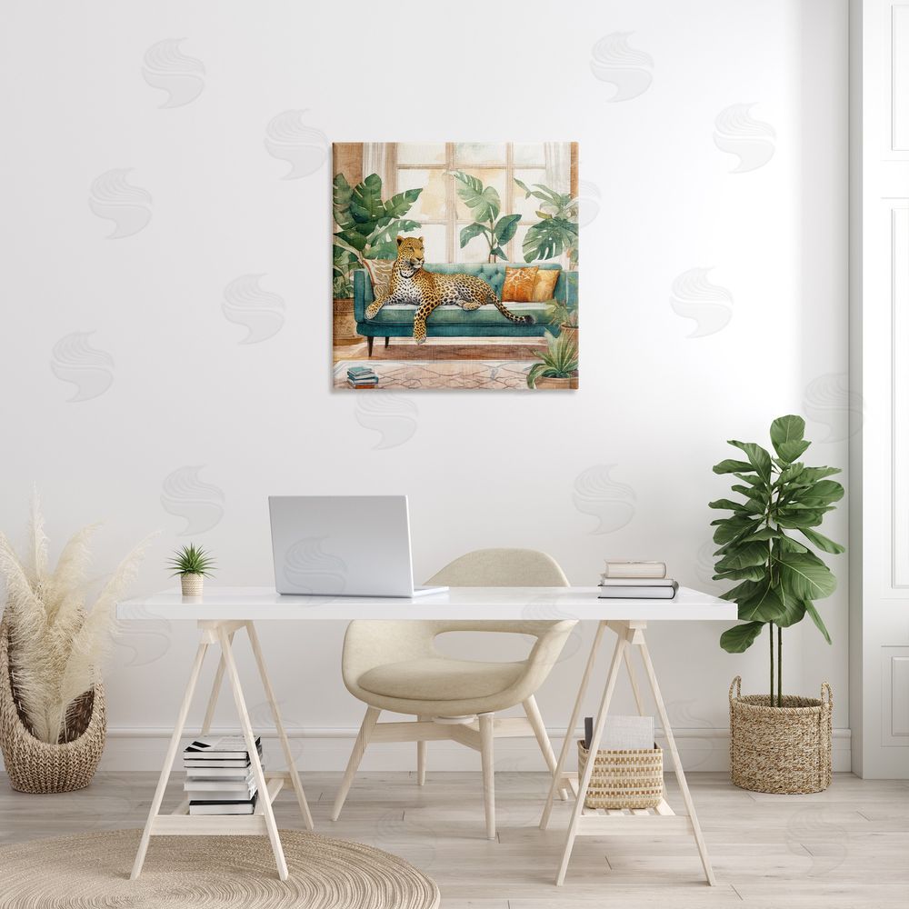 Kim Allen Leopard & House Plants Canvas Wall Art in Room