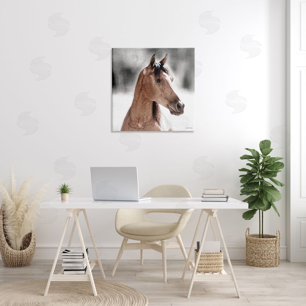Kari Brooks Brown Foal in Snow Canvas Wall Art in Room