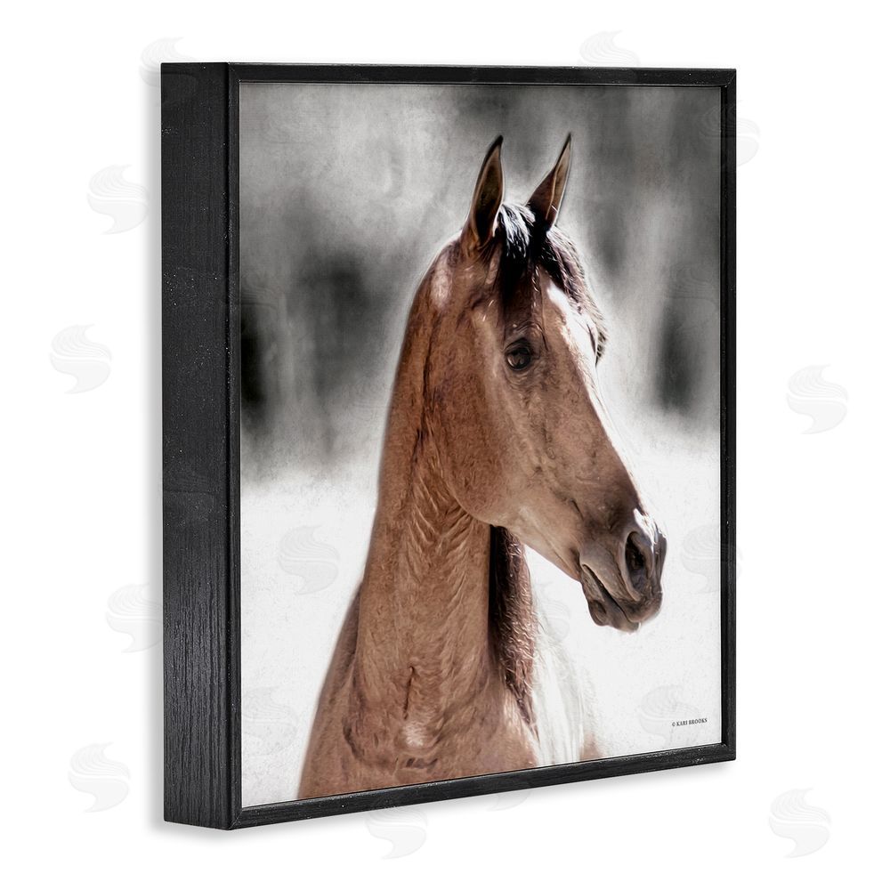 Kari Brooks Brown Foal in Snow Black Framed Glicee Wall Art Print