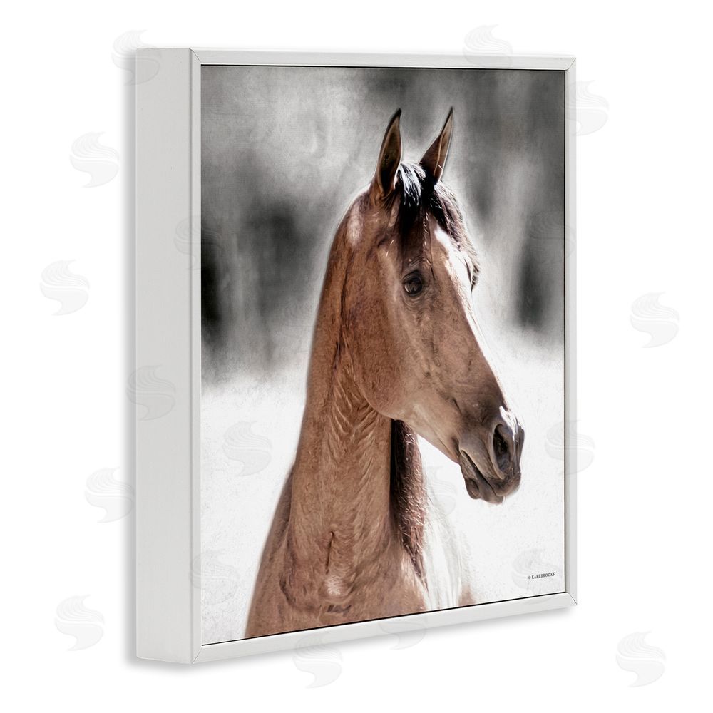 Kari Brooks Brown Foal in Snow White Framed Glicee Wall Art Print