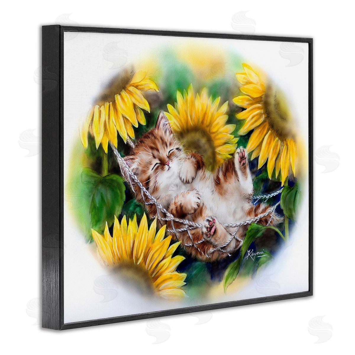 Kayomi Harai Kitten Asleep with Sunflowers