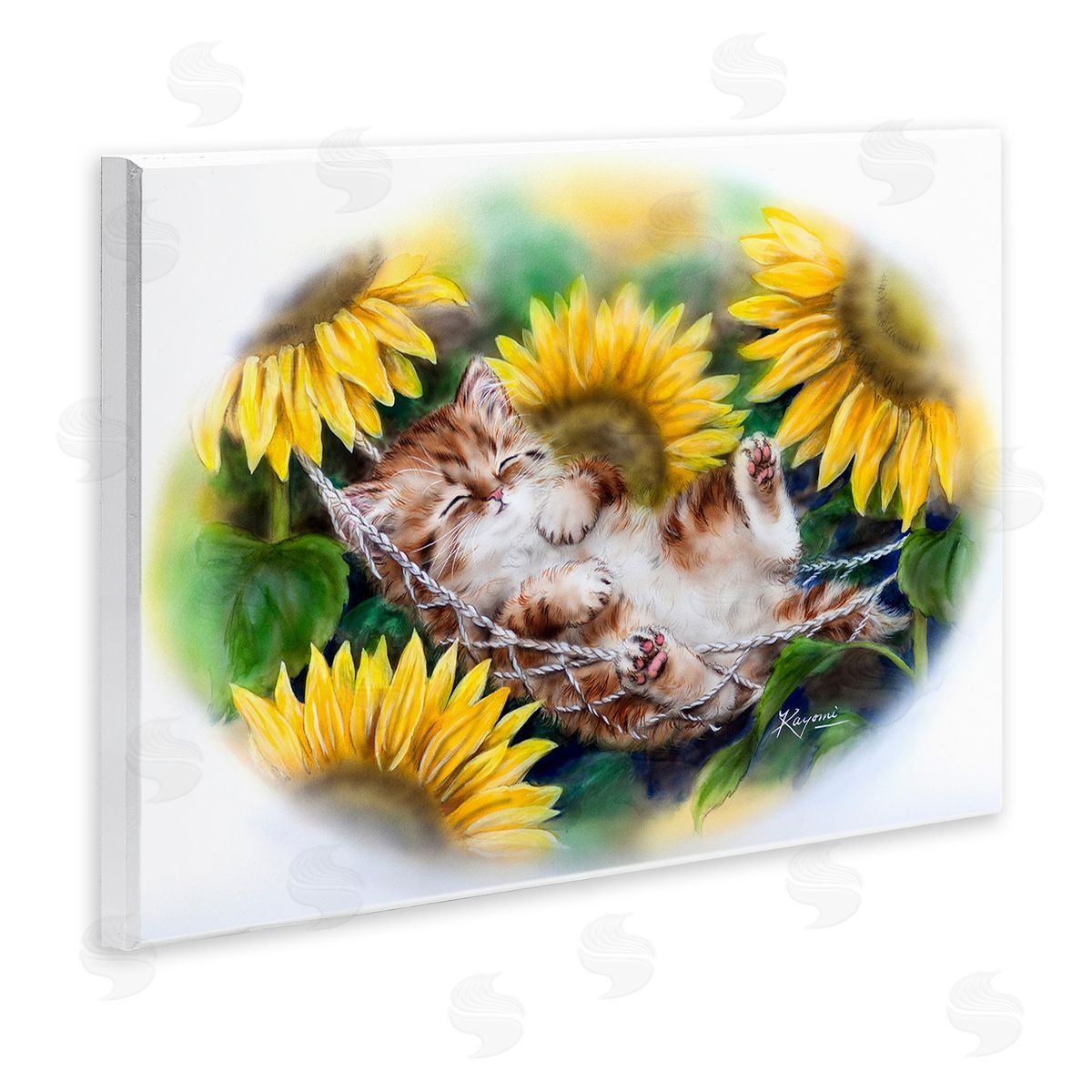 Kayomi Harai Kitten Asleep with Sunflowers
