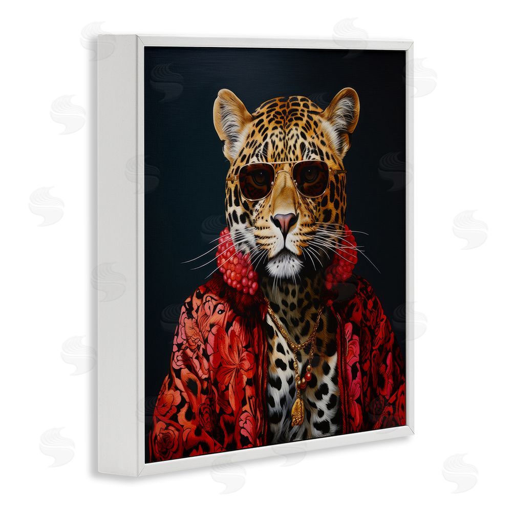 Lazar Studio Trendy Leopard Fashion White Framed Glicee Wall Art Print