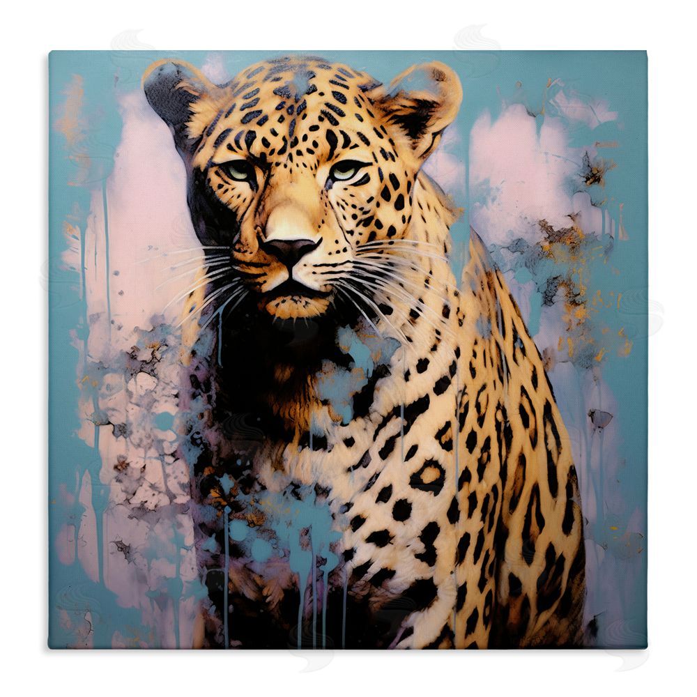 Lazar Studio Cheetah & Abstract Hues Stretched Canvas Wall Art Print