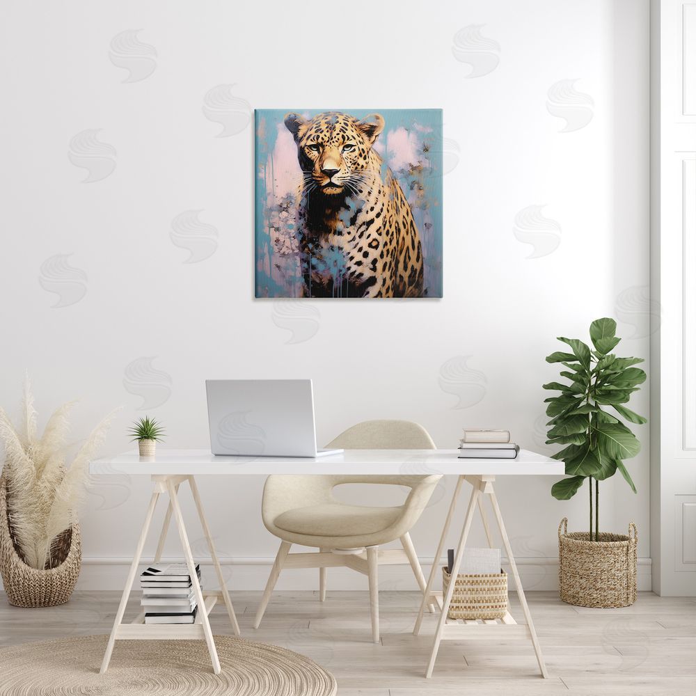 Lazar Studio Cheetah & Abstract Hues Canvas Wall Art in Room