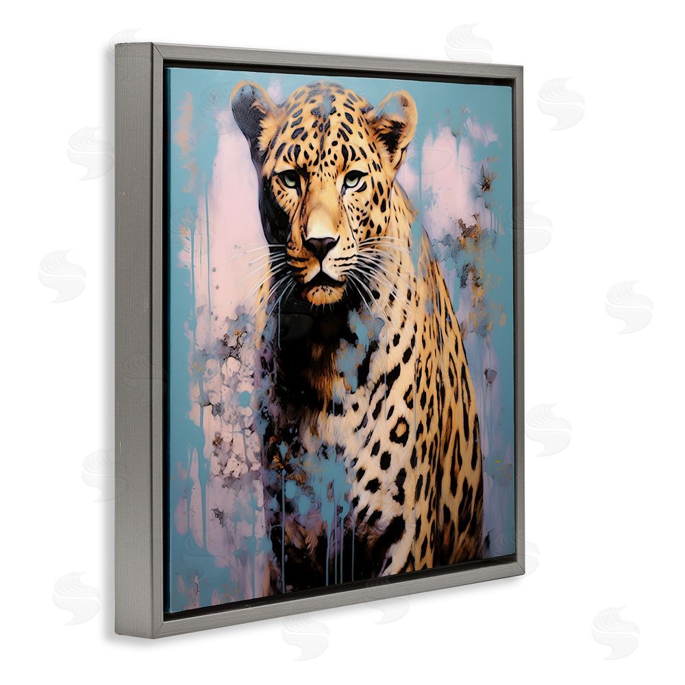 Lazar Studio Cheetah & Abstract Hues Gray Floating Frame Canvas Wall Art Print