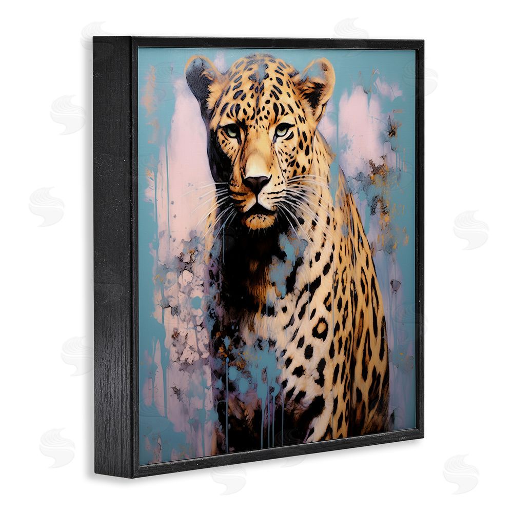 Lazar Studio Cheetah & Abstract Hues Black Framed Glicee Wall Art Print