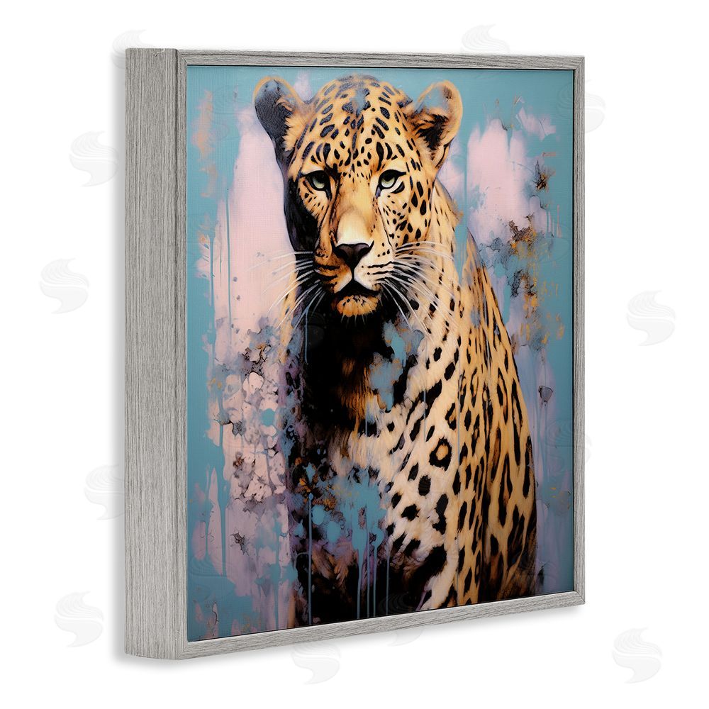 Lazar Studio Cheetah & Abstract Hues Gray Framed Glicee Wall Art Print