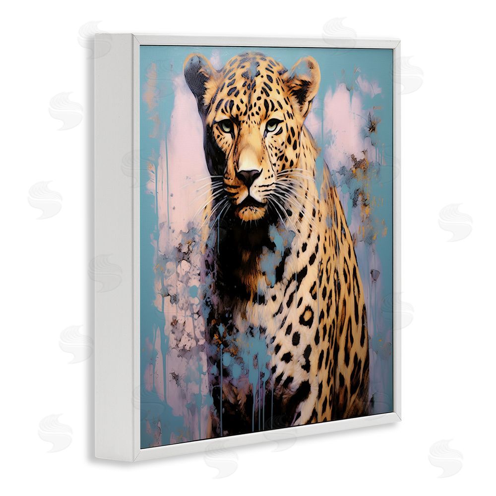Lazar Studio Cheetah & Abstract Hues White Framed Glicee Wall Art Print