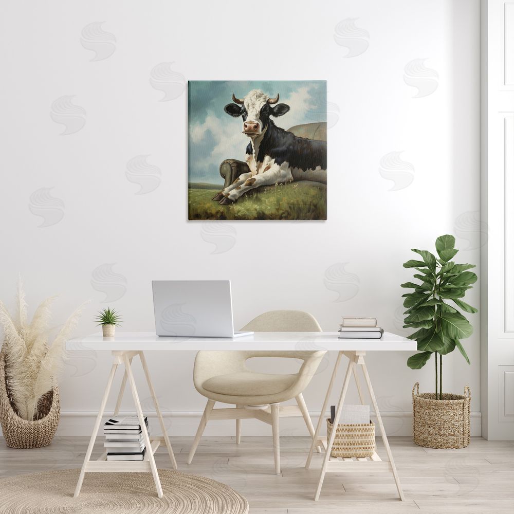 Lazar Studio Cow on Country Couch Canvas Wall Art in Room