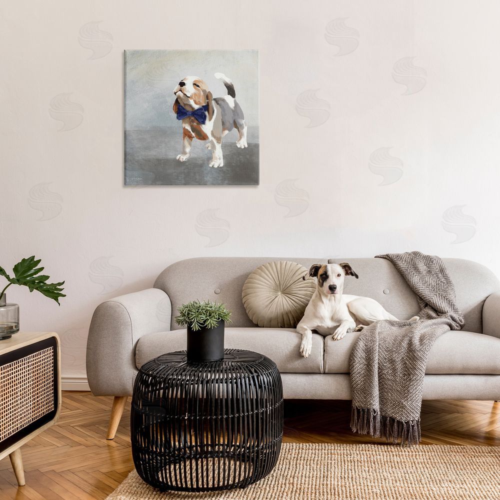 Molly Mattin Happy Beagle in Bowtie Canvas Wall Art in Room
