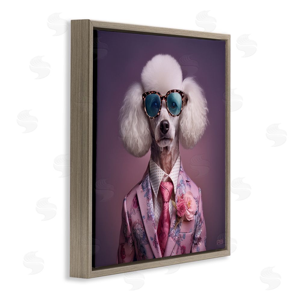 RB Poodle in Sleek Suit Brown Floating Frame Canvas Wall Art Print
