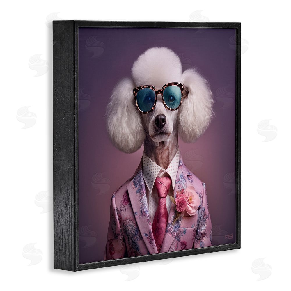 RB Poodle in Sleek Suit Black Framed Glicee Wall Art Print