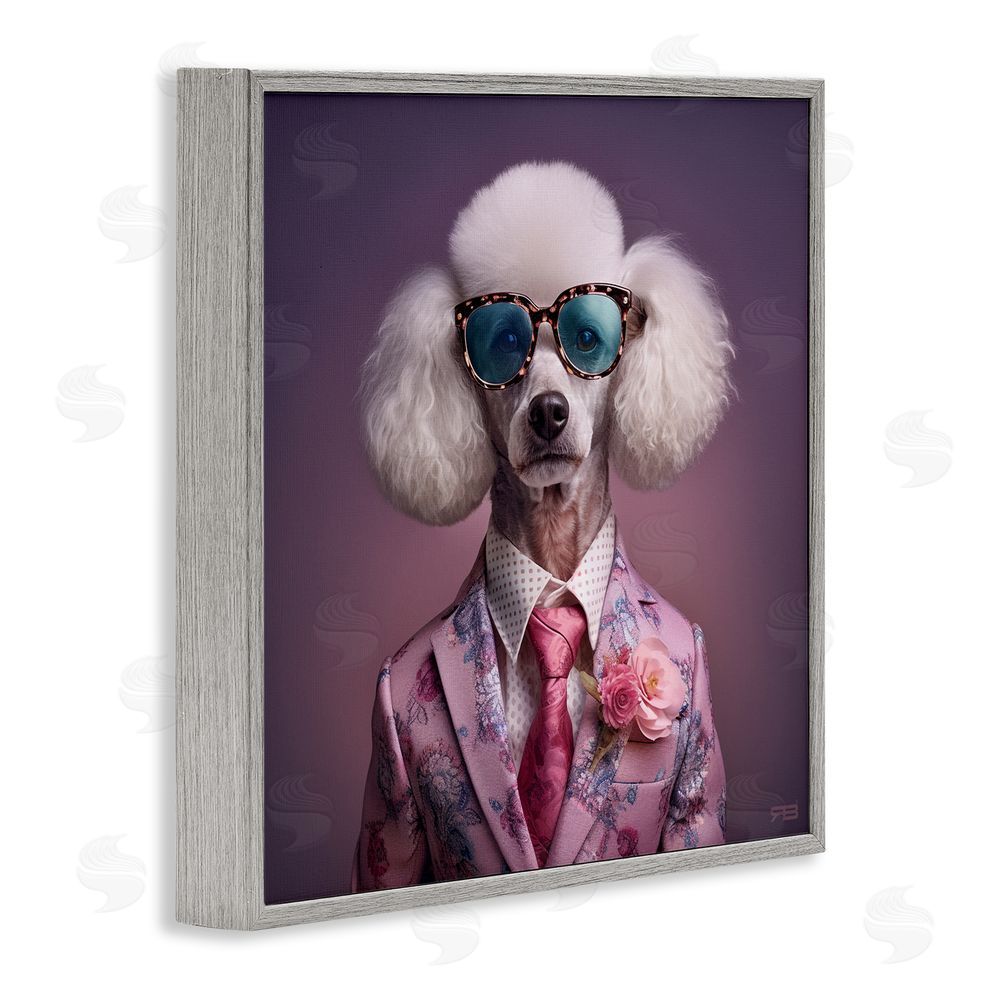 RB Poodle in Sleek Suit Gray Framed Glicee Wall Art Print
