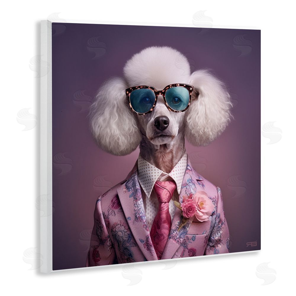 RB Poodle in Sleek Suit Wooden Wall Plaque Art Print