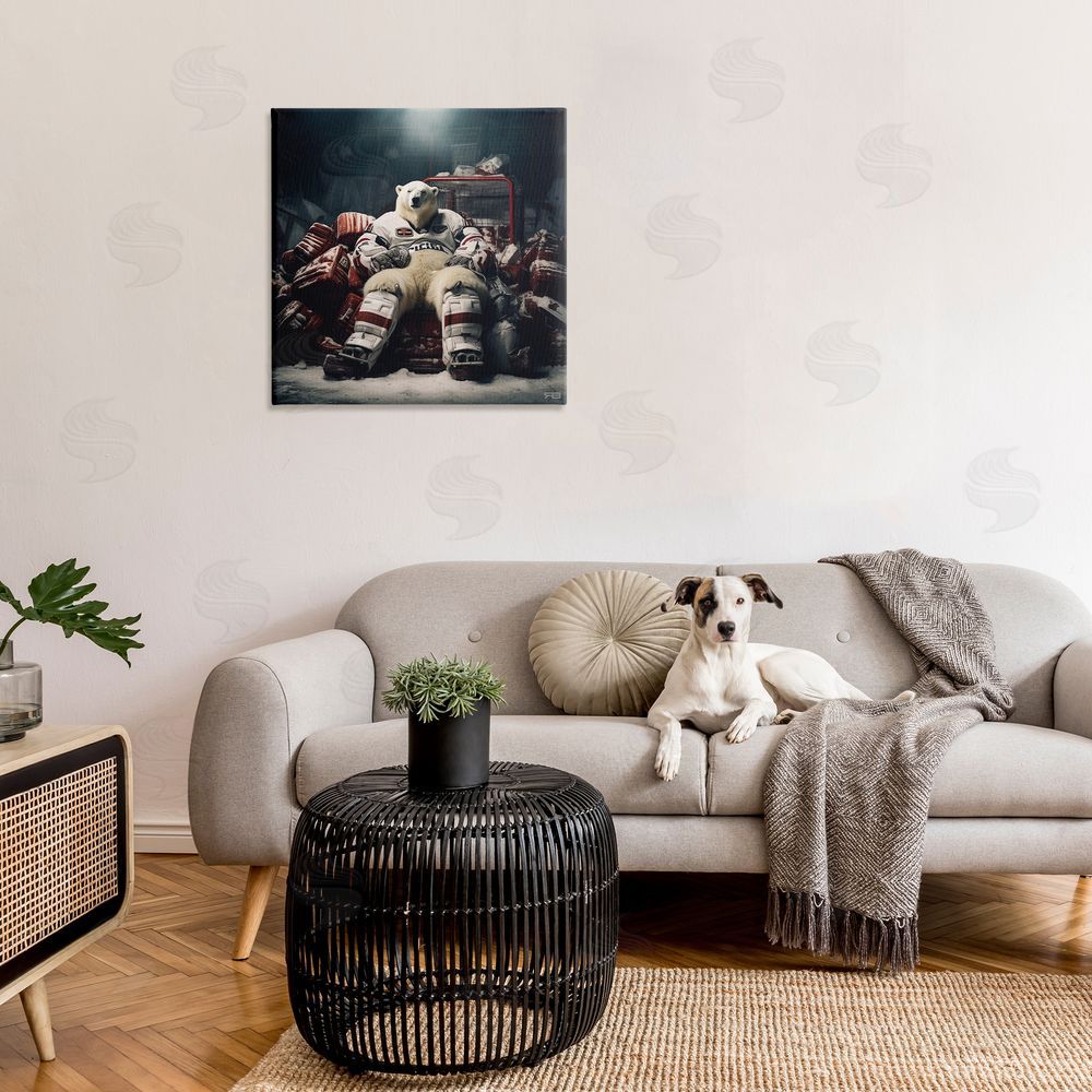 RB Hockey Player Polar Bear Canvas Wall Art in Room