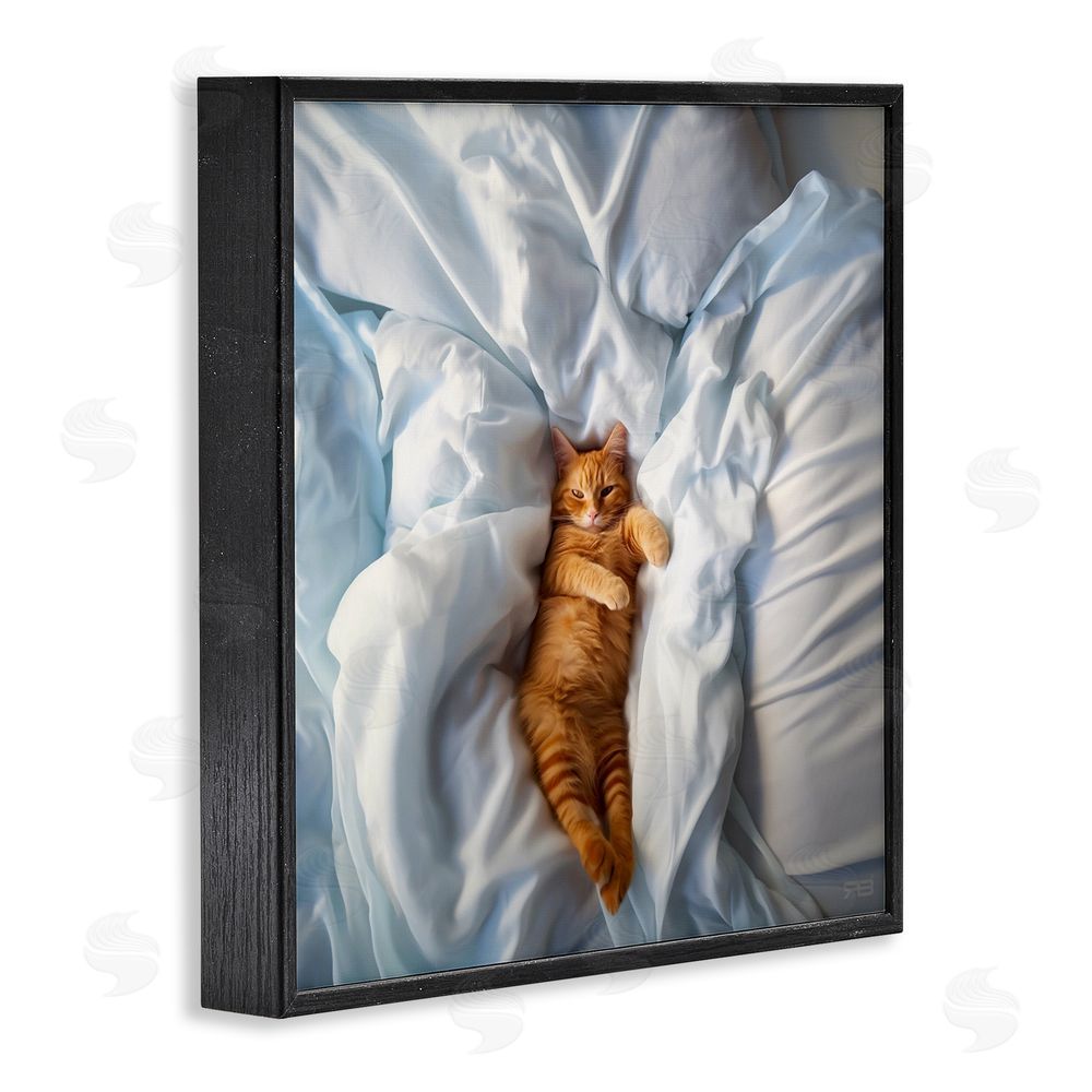 RB Sprawled Orange Cat Black Framed Glicee Wall Art Print