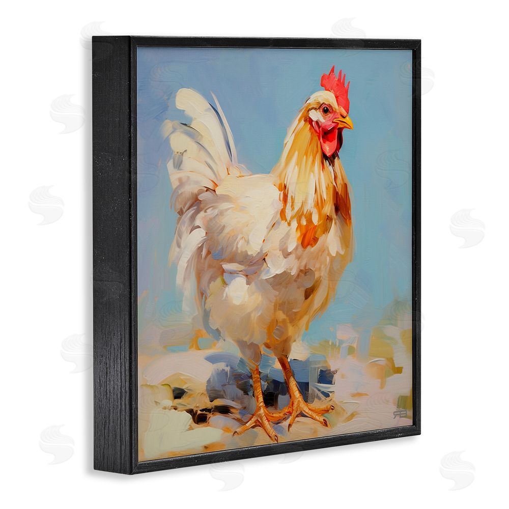 RB Abstract Hen Portrait Black Framed Glicee Wall Art Print