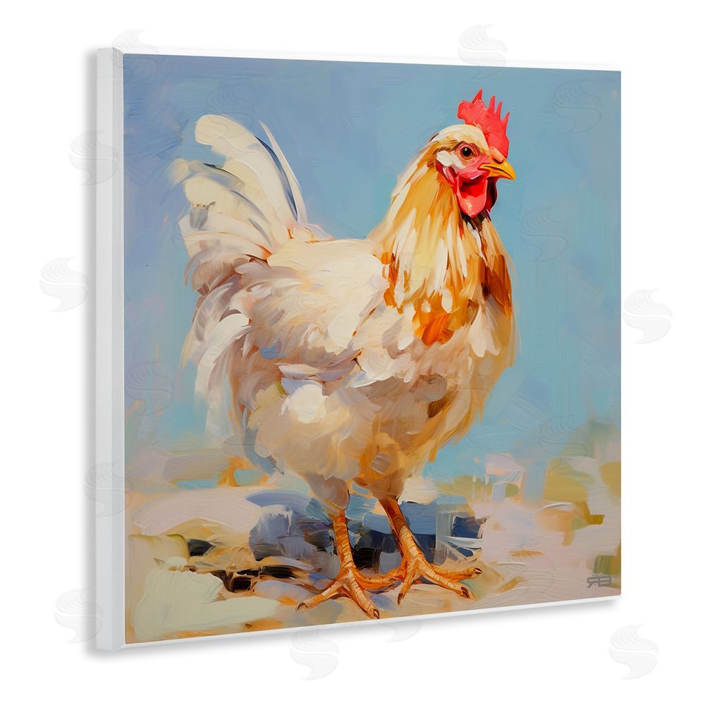 RB Abstract Hen Portrait Wooden Wall Plaque Art Print