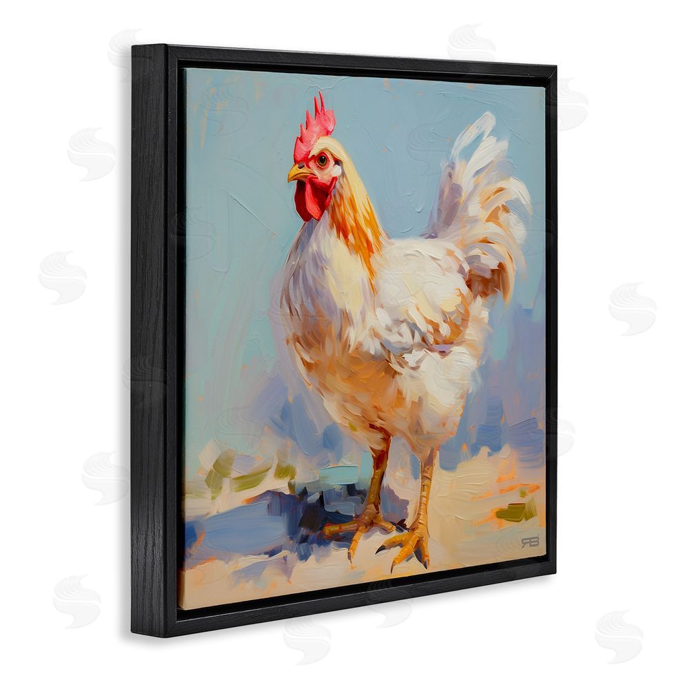 RB Modern Farmhouse Hen Black Floating Frame Canvas Wall Art Print