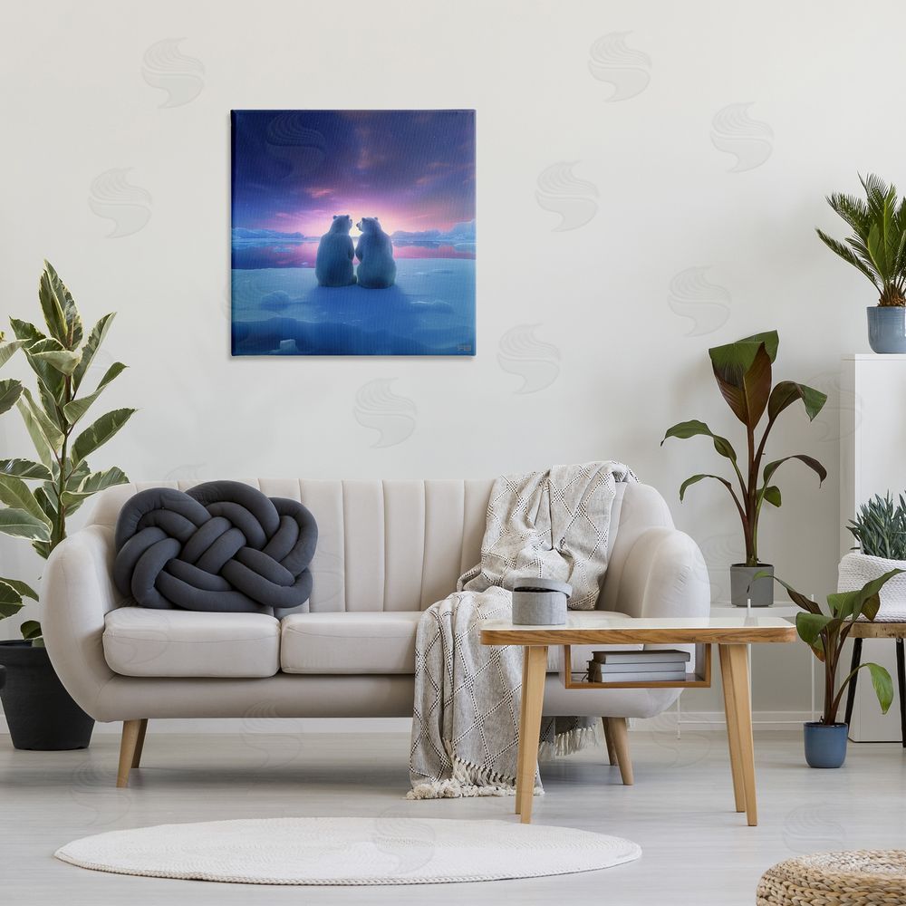 RB Polar Bears at Sunset Canvas Wall Art in Room