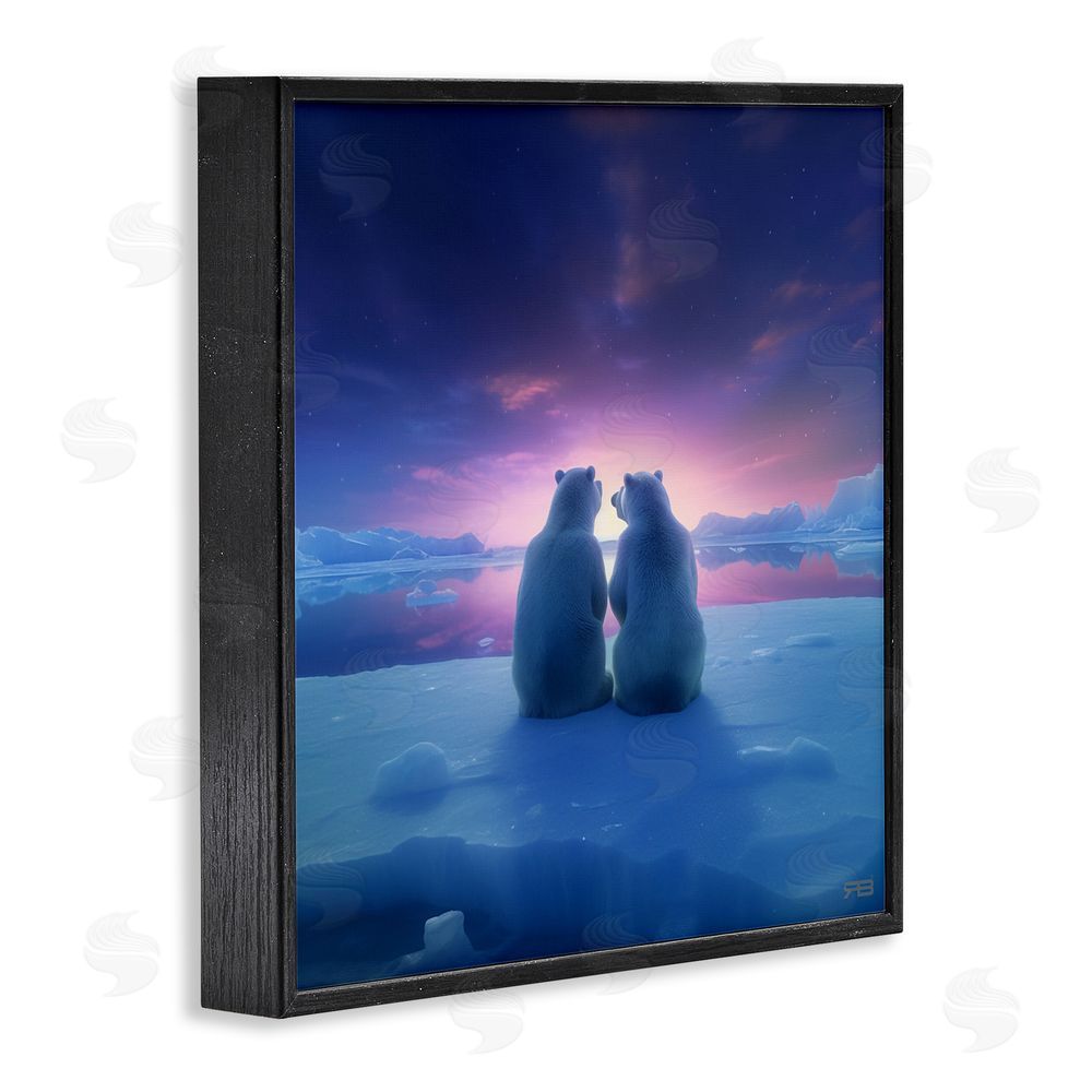 RB Polar Bears at Sunset Black Framed Glicee Wall Art Print