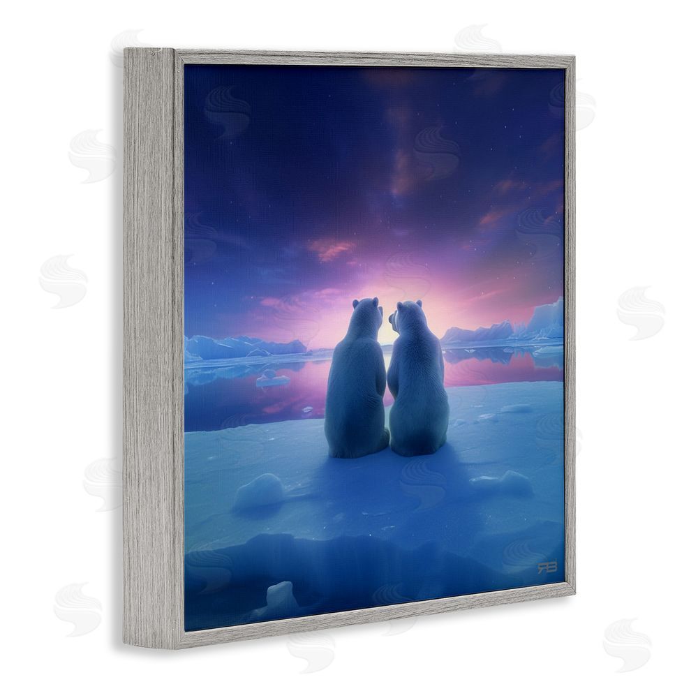 RB Polar Bears at Sunset Gray Framed Glicee Wall Art Print