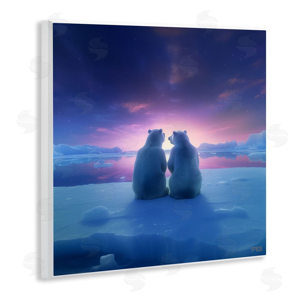 RB Polar Bears at Sunset Wooden Wall Plaque Art Print