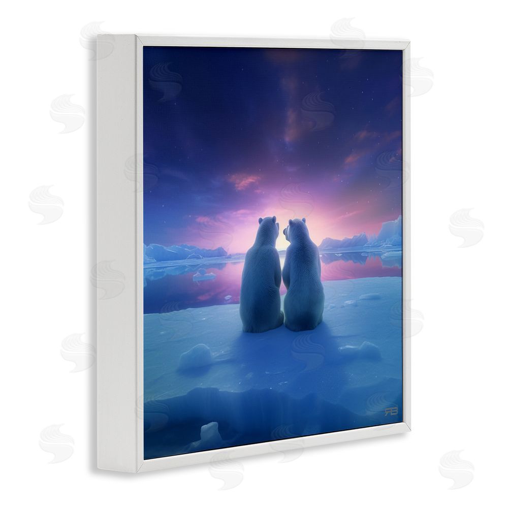 RB Polar Bears at Sunset White Framed Glicee Wall Art Print