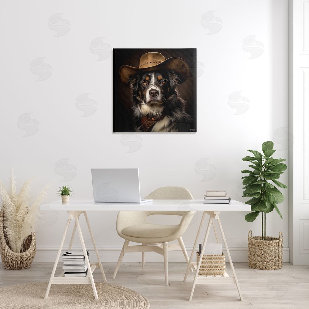 RB Cowboy Sheriff Dog Canvas Wall Art in Room