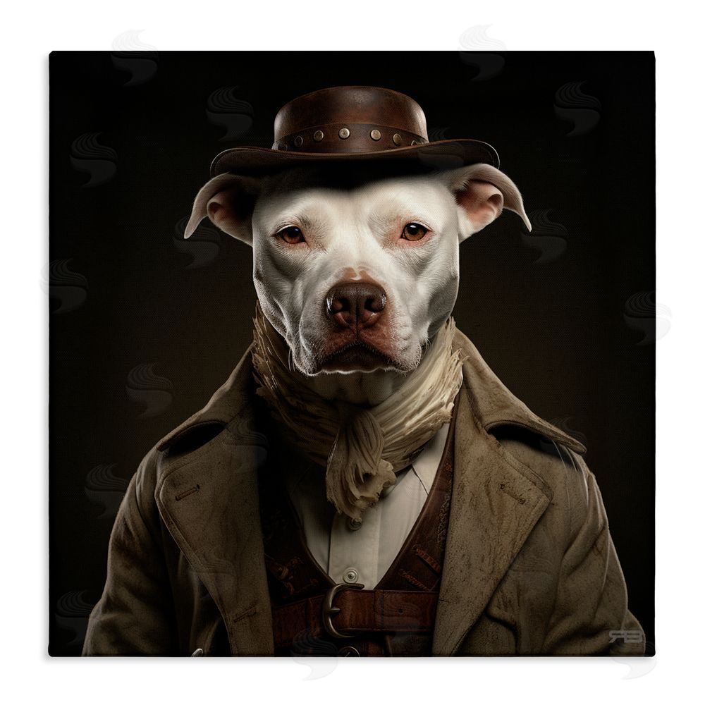 RB Vintage Fashion Pit Bull Stretched Canvas Wall Art Print