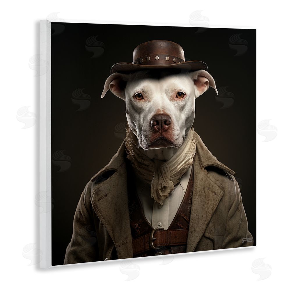 RB Vintage Fashion Pit Bull Wooden Wall Plaque Art Print