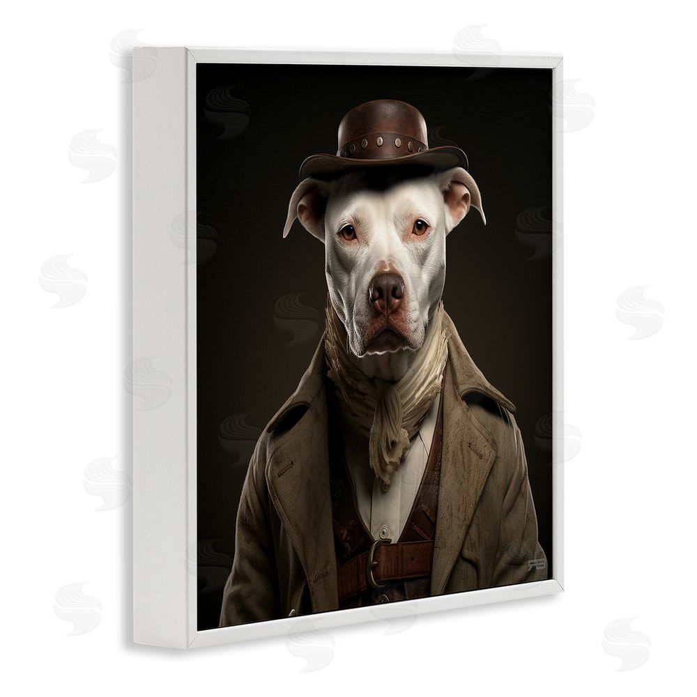 RB Vintage Fashion Pit Bull White Framed Glicee Wall Art Print