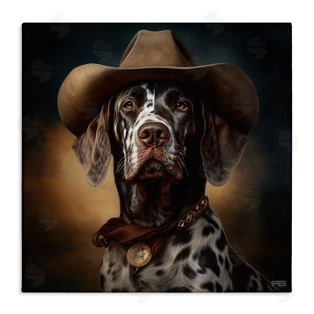 RB Cowboy Dalmatian Portrait Stretched Canvas Wall Art Print