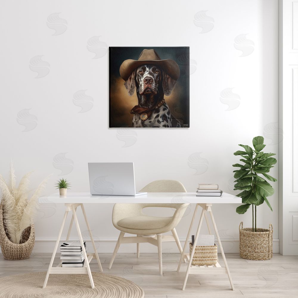 RB Cowboy Dalmatian Portrait Canvas Wall Art in Room