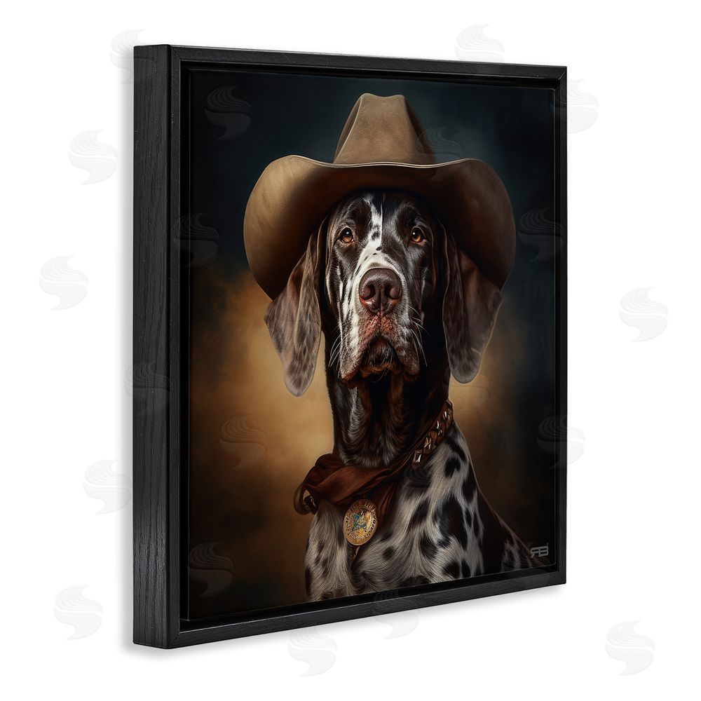 RB Cowboy Dalmatian Portrait Black Floating Frame Canvas Wall Art Print