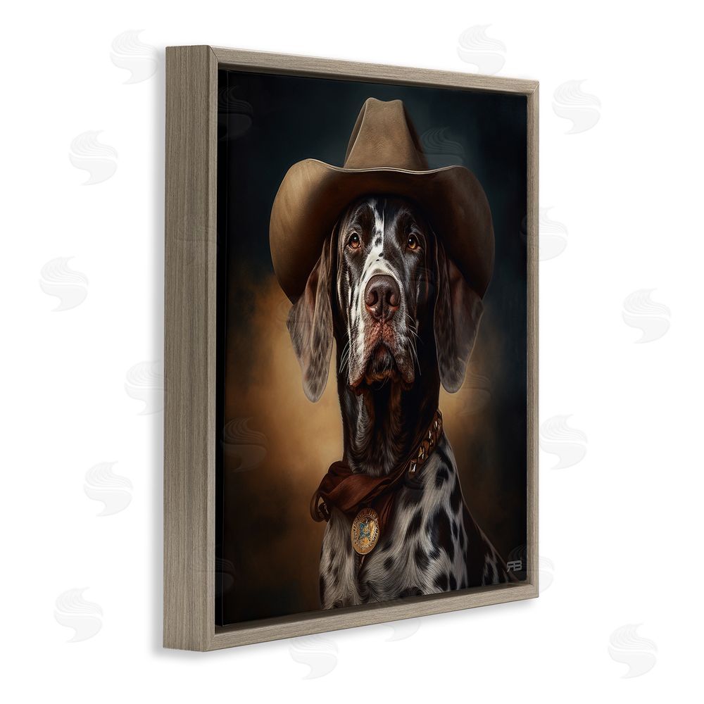 RB Cowboy Dalmatian Portrait Brown Floating Frame Canvas Wall Art Print