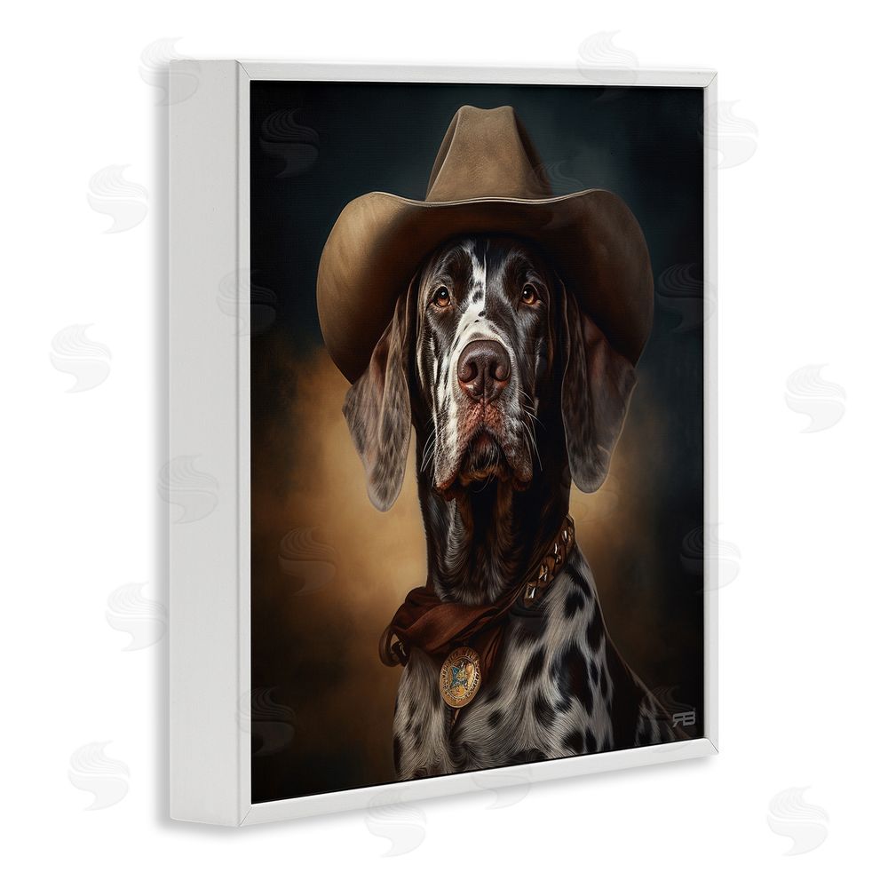 RB Cowboy Dalmatian Portrait White Framed Glicee Wall Art Print