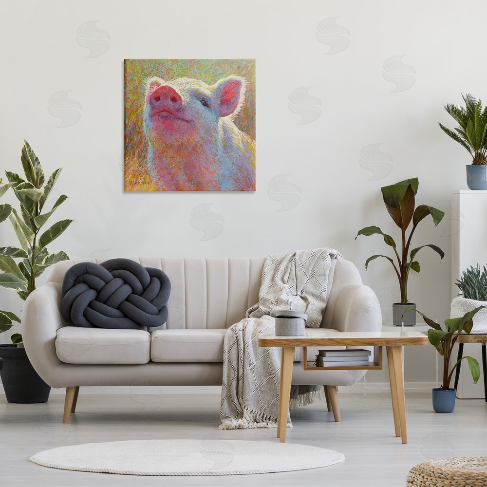 Rita Kirkman Impressionist Pig Painting Canvas Wall Art in Room