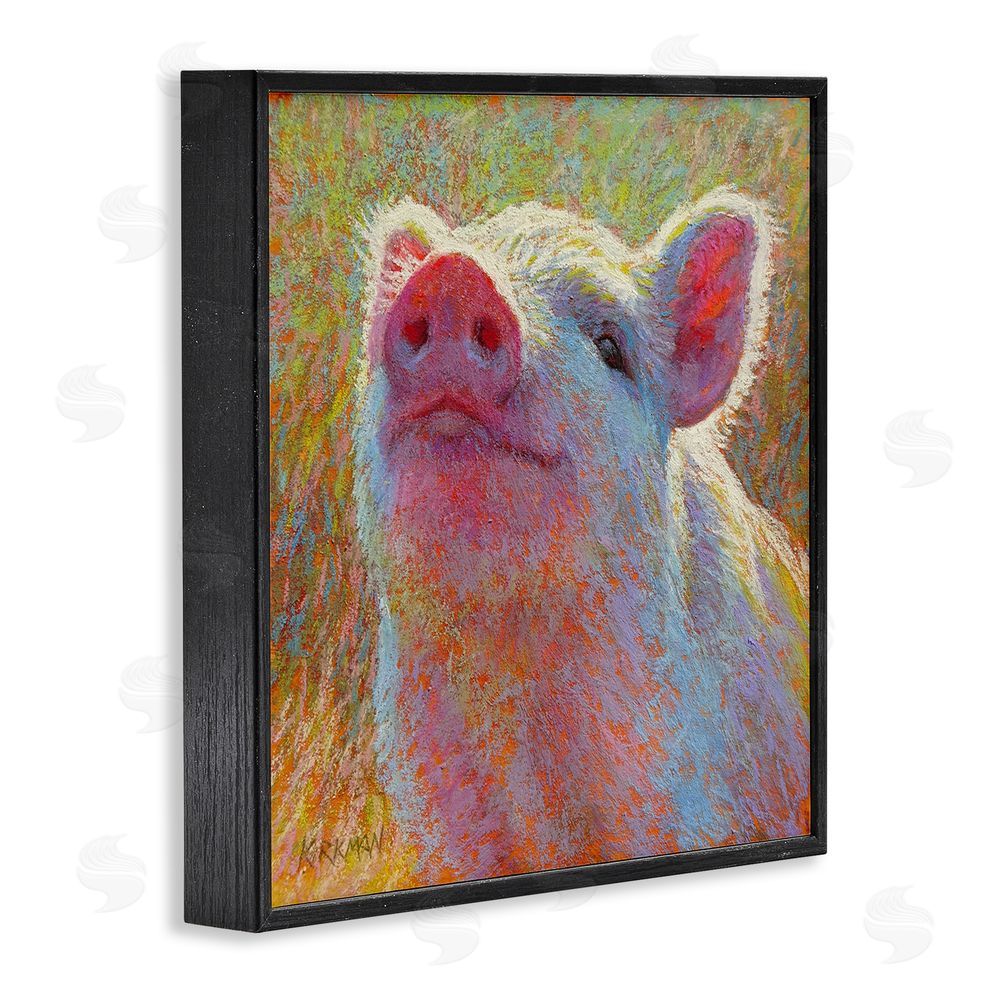 Rita Kirkman Impressionist Pig Painting Black Framed Glicee Wall Art Print