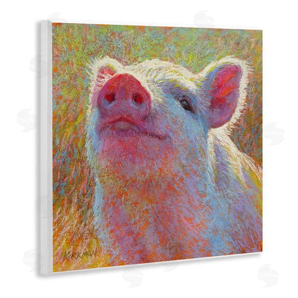 Rita Kirkman Impressionist Pig Painting Wooden Wall Plaque Art Print